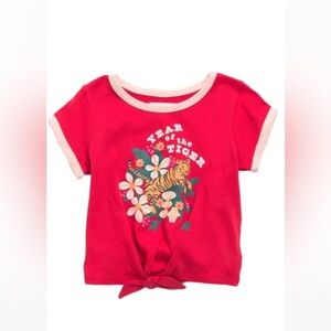 KIDS' TIE FRONT GRAPHIC TEE IN RED PEPPER YEAR OF THE TIGER. Size 3. Nwt
